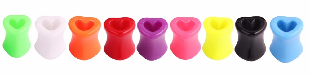 Showlove-2Pcs Lovely Heart Shape Ear Flesh Tunnel Hollow Plugs Gauge earrings Expander Stretcher Acrylic Body Jewelry 4mm-12mm