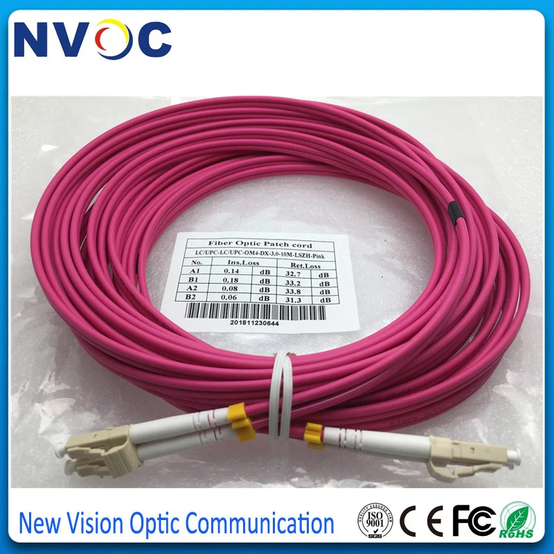 Imagem -03 - Medidor mm Om4 dx 3.0 mm Lszh Jaqueta Rosa Lc-lcupc Cabo de Remendo de Fibra Óptica Zip-cord Lc-st fc sc Duplex mm 10m Cabo de Ligação em Ponte 10 Peças 10