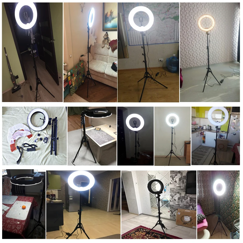 Fotopal Chụp Ảnh Vòng LED Ánh Sáng Cho Trang Điểm 13 "5500K Mờ Camera Điện Thoại Hình Phòng Thu Video Đèn Youtube Với chân Đế Tripod