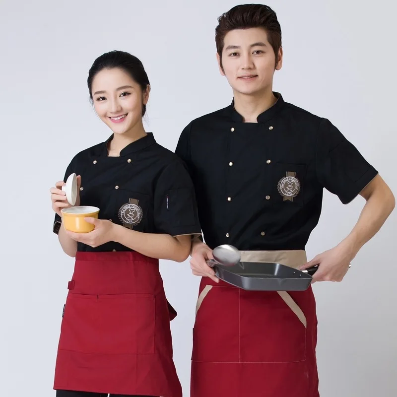 Hotel Uniform Summer Female Restaurant Waiter Hot Pot Restaurants Short Sleeved Tea Chinese Clothing Waitress Work Suits B-6149