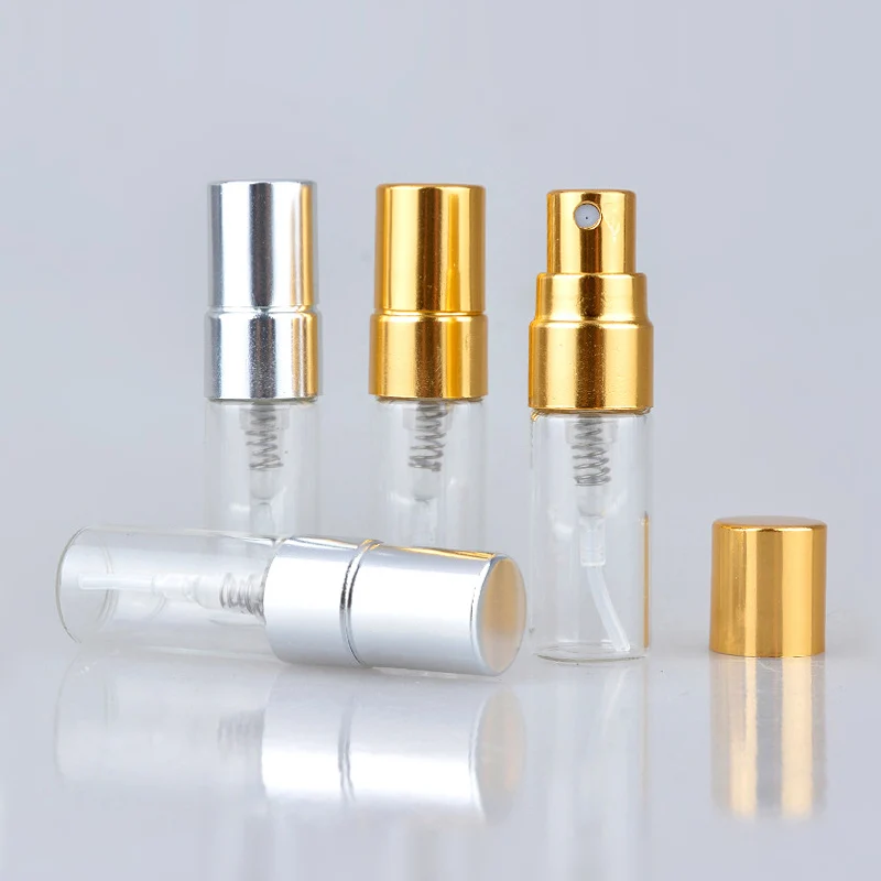 100 Teile/los 3 ml Glas Nachfüllbare Parfüm Flasche Leere Mini Spray Flasche Aluminium Parfüm Flaschen Zerstäuber Für Reise Pumpe – Detail 1