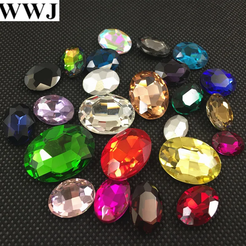 All Sizes Rest Colors Oval Fancy Stone Pointed Back Glass Crystal Jewelry Beads No Holes 4x6mm~30x40mm for necklace accessory