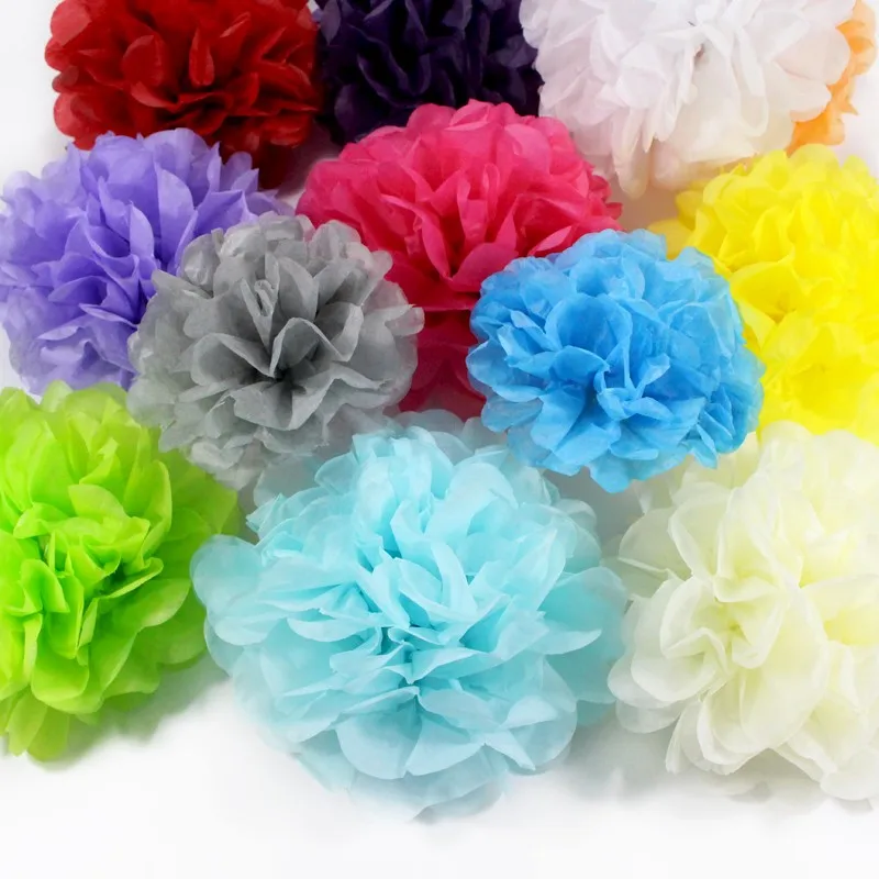 1PCS 4/6/8/10/12 inch Tissue Paper Pom Poms DIY  Craft Paper Flower Balls For Birthday Wedding Home Decorations Flowers