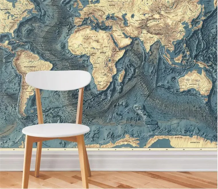 

Custom photo wallpaper mural hand drawn retro vintage world map TV background wall papers home decor papel de parede