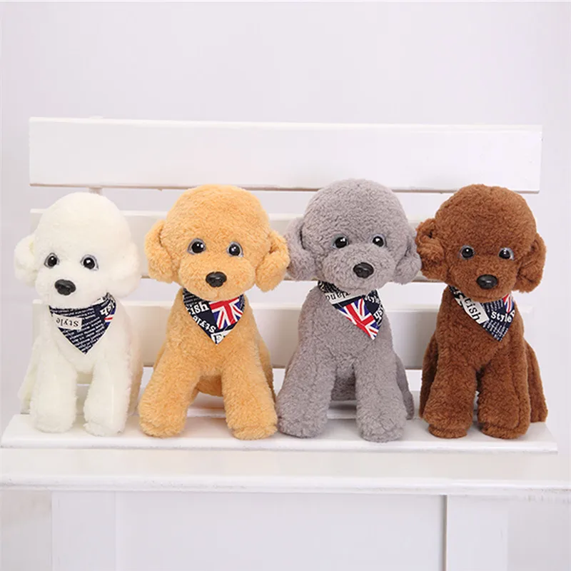 30CM Kawaii Sitting Dog With Triangle Towel Plush Toy Soft PP Cotton Stuffed Toys Animal Dolls For Kids Gifts 4 Colors