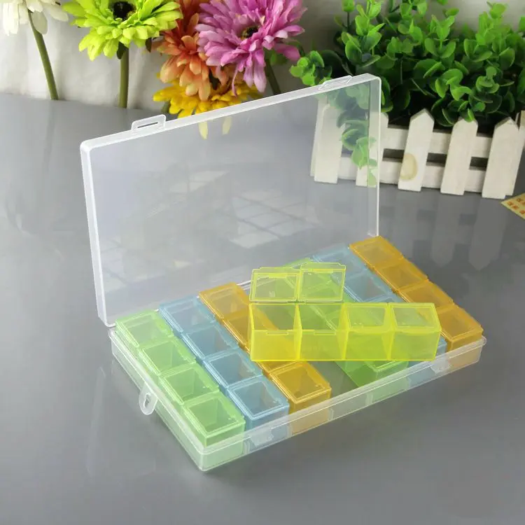 New 4/28 Slots Adjustable Plastic Storage Box Jewelry Pill Clear Case Diamond Painting Coss Stitch Embroidery Beaded Mosaic Tool