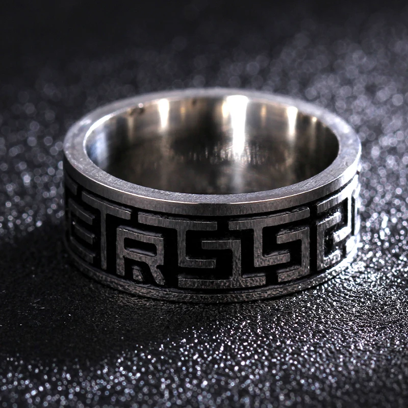 Vintage 316L Stainless Steel Ring for Men And Women Never Fade Power Lucky "Om Mani Padme Hum" Sanskrit Buddhist Mantra Ring view 3