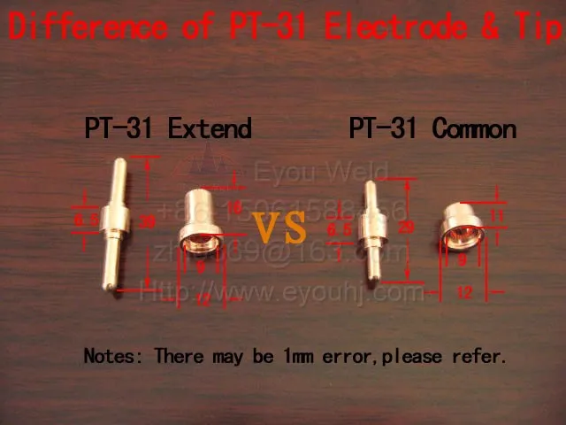 100pcs PT31(40A) Extend  Tips - Air Plasma Cutting Consumables
