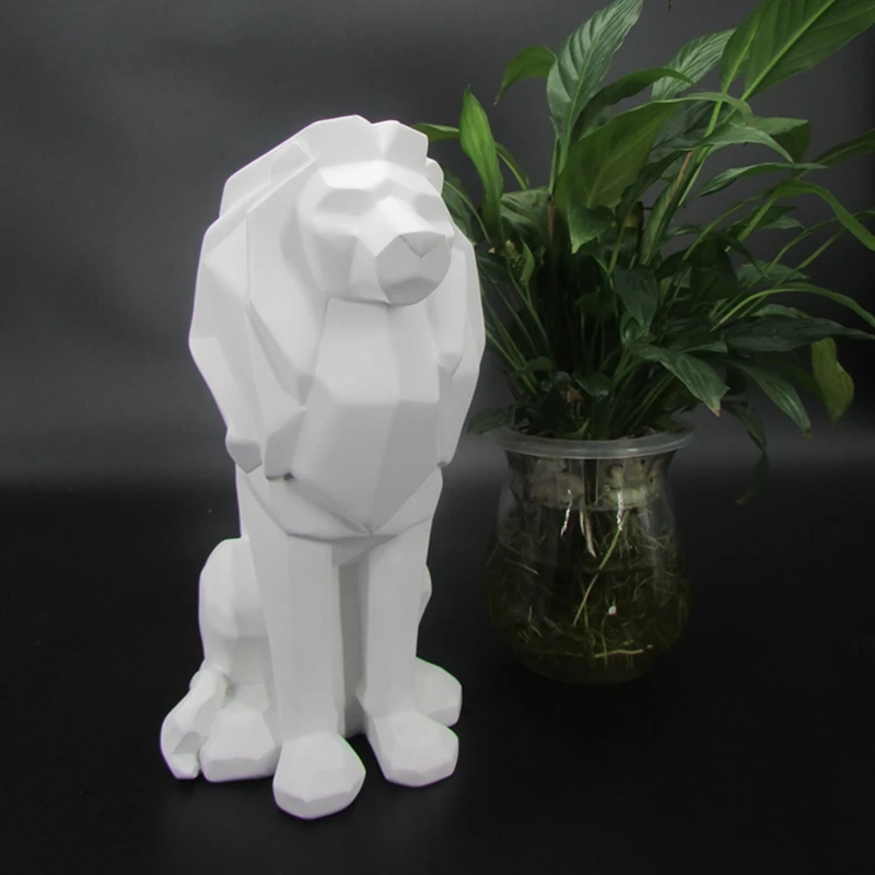 

Creative Lion Resin Statue Abstract Black White Lion Animal Power Figurine Sculpture For Home Decorations Attic Ornaments Gifts