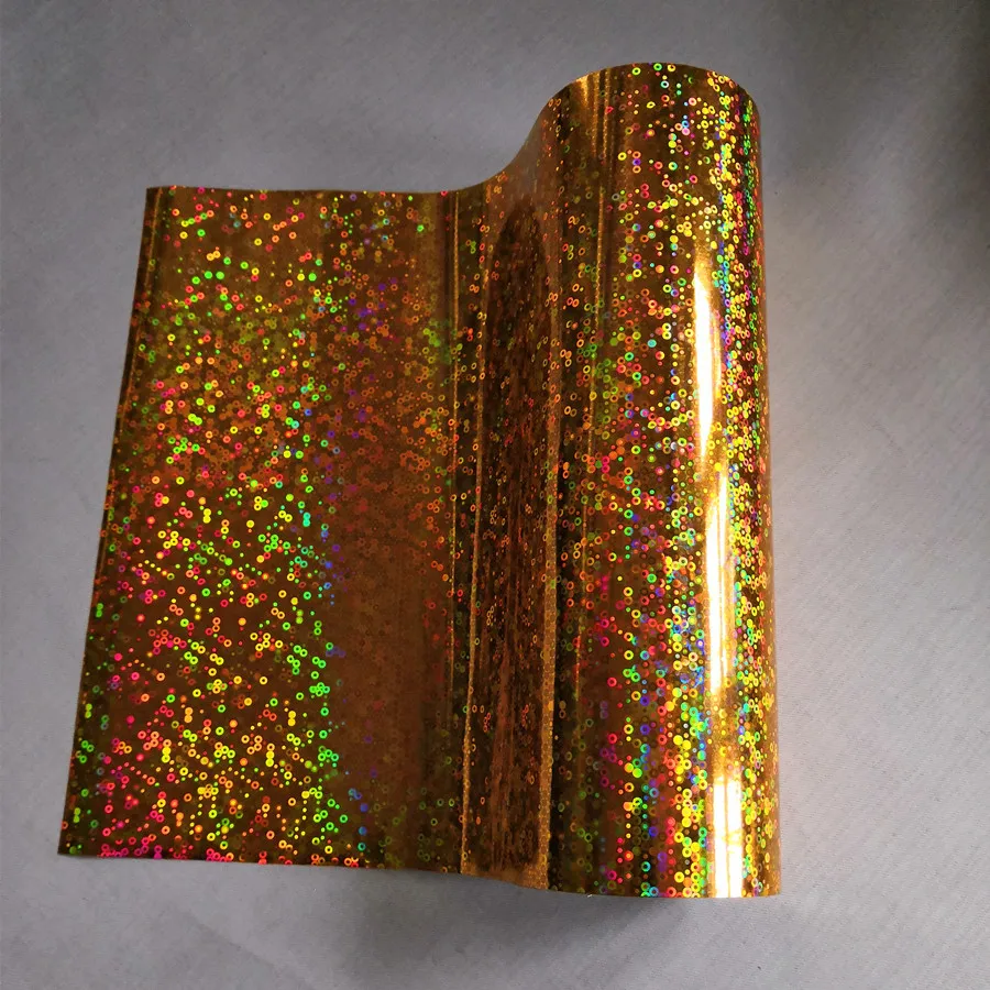 Hot stamping foil  holographic foil gold small circle pattern hot press on paper or plastic heat transfer film