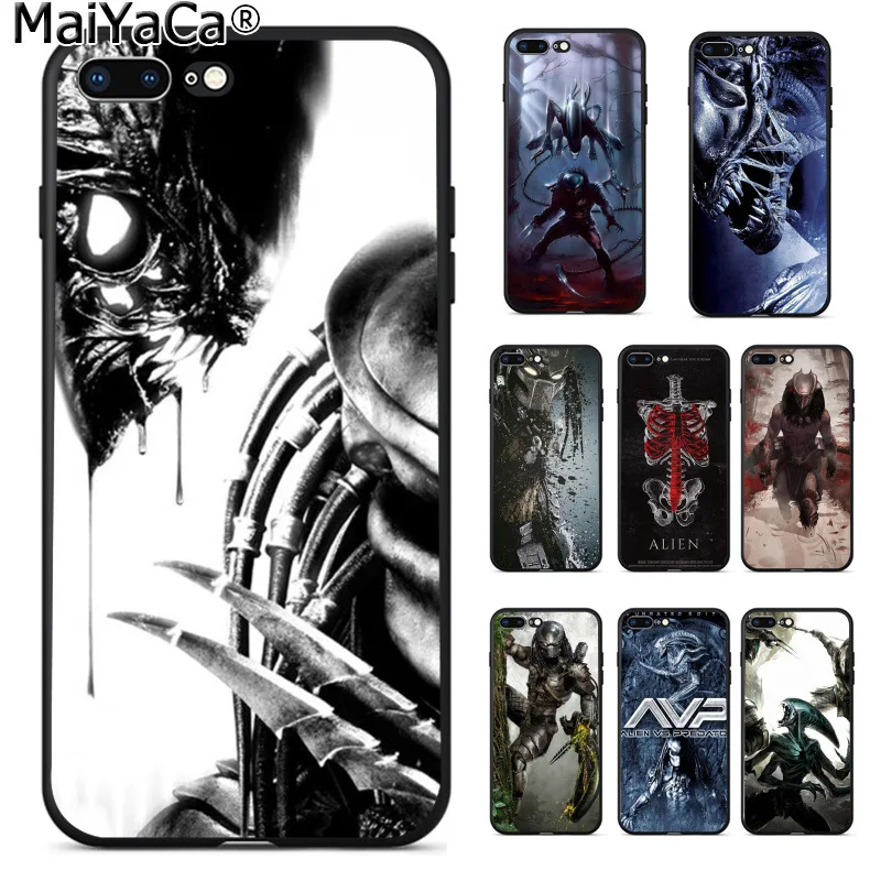 MaiYaCa Alien Vs Predator Painted Cover Style Soft Shell Phone Case for Apple iPhone 8 7 6 6S Plus X XS MAX 5 5S SE XR