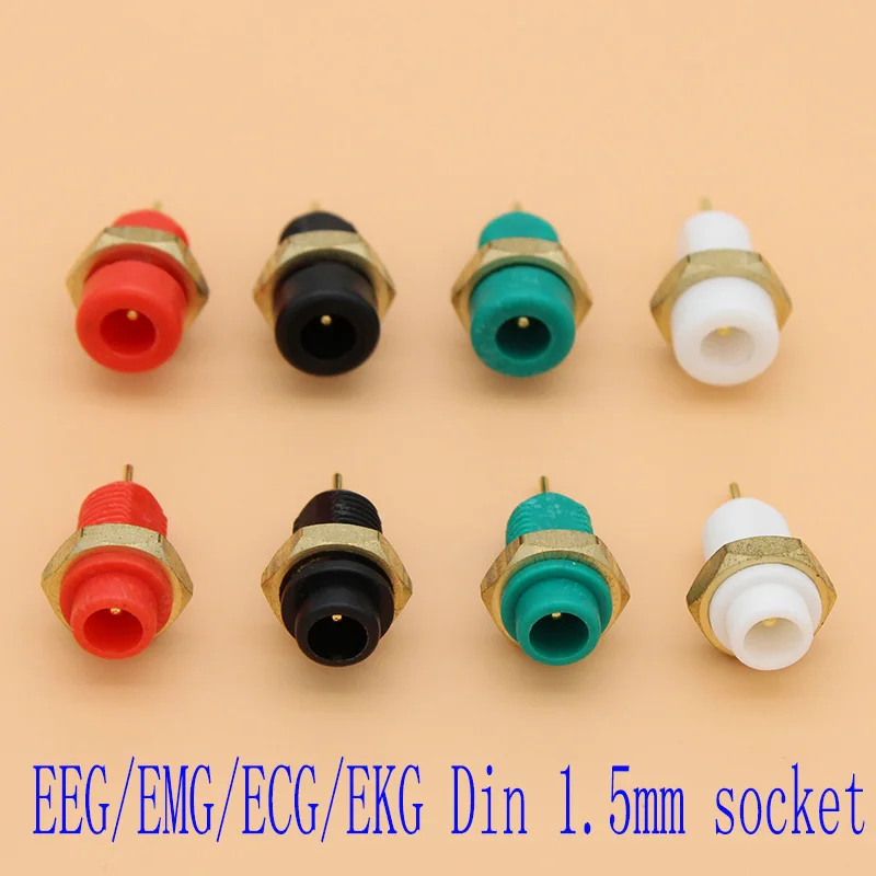 1.5mm din plug Holter ECG EKG 7 lead snap electrode cable and EEG EMG socket for Medilog/contec/GE/Biomedical/Biox holter ECG.