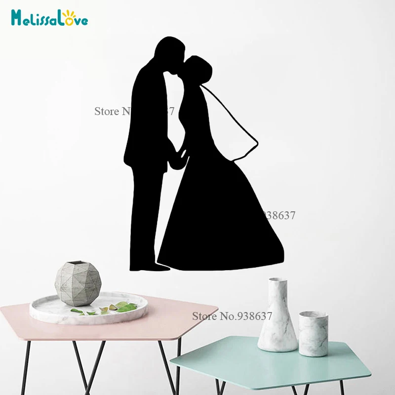 Love Sticker Get Married Wedding Kiss Sweetheart Couple Bride Groom Board Stickers Wall Decor Wedding Room Bedroom Decal CL262