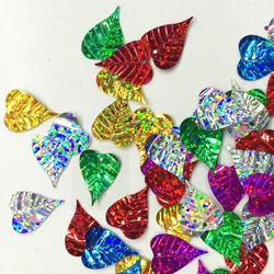 50 G/partij Pvc Blad Pailletten 15*20Mm Naaien Diy Kerst Accessoires Voor Ambachten Bladeren Met 1 Kant Gat mix Laser Kleuren Confetti