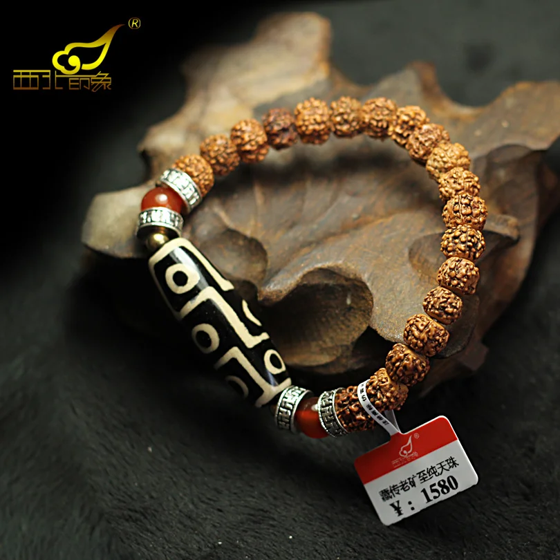 Tibet Jewelry Kong Bodhi with Nine Eyes Dzi Stone Bracelet for Pray and Meditation for Men & Women Jewerly Great Quality