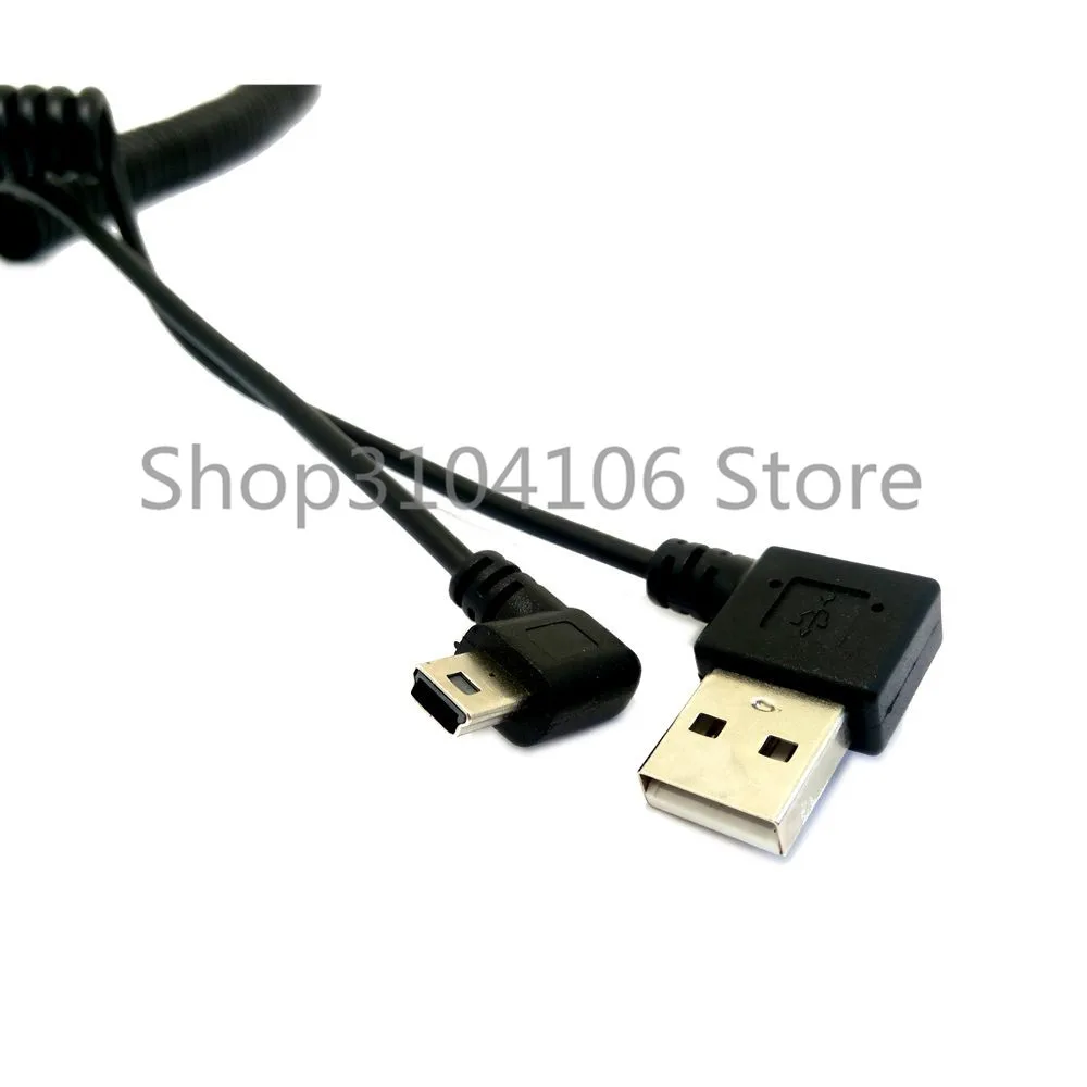 90 degree elbow Mini USB spring Stretch Charging Data Cable for SSD & Hard Disk Tachograph Phone Stereo