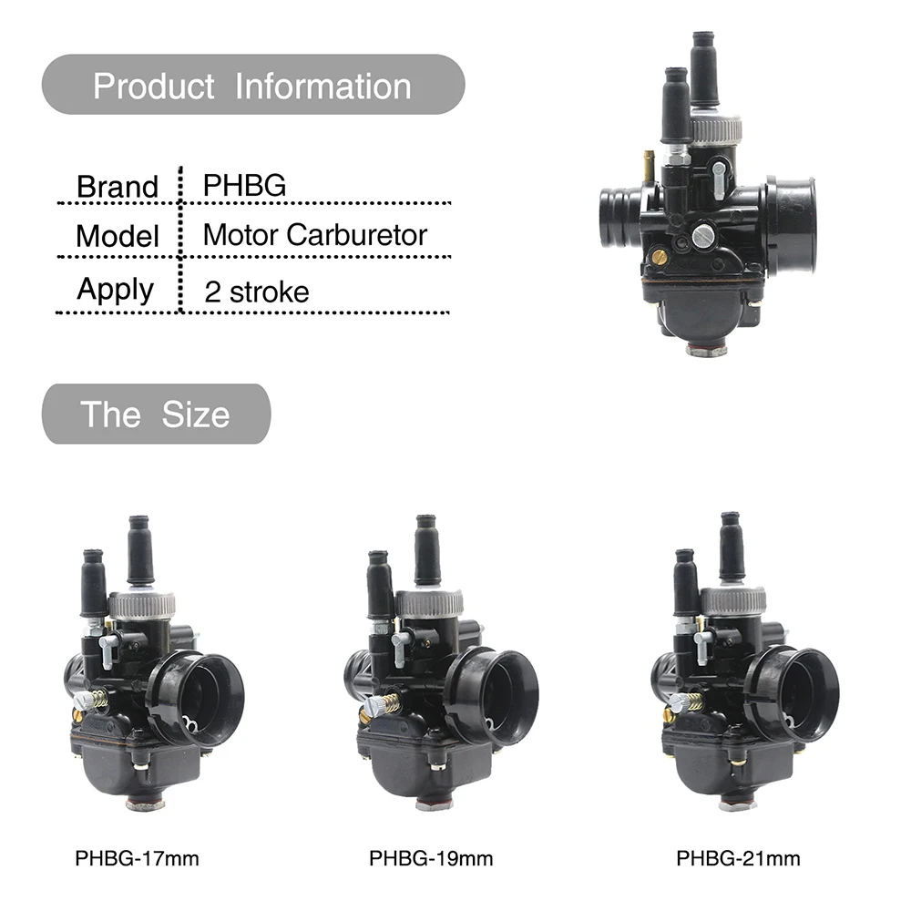 Alconstar- Motorcycle Moped Scooter 2T for Dellorto PHBG Racing 17 19 21MM Carburetor Carb with air intake RS50 47cc 49cc GY6