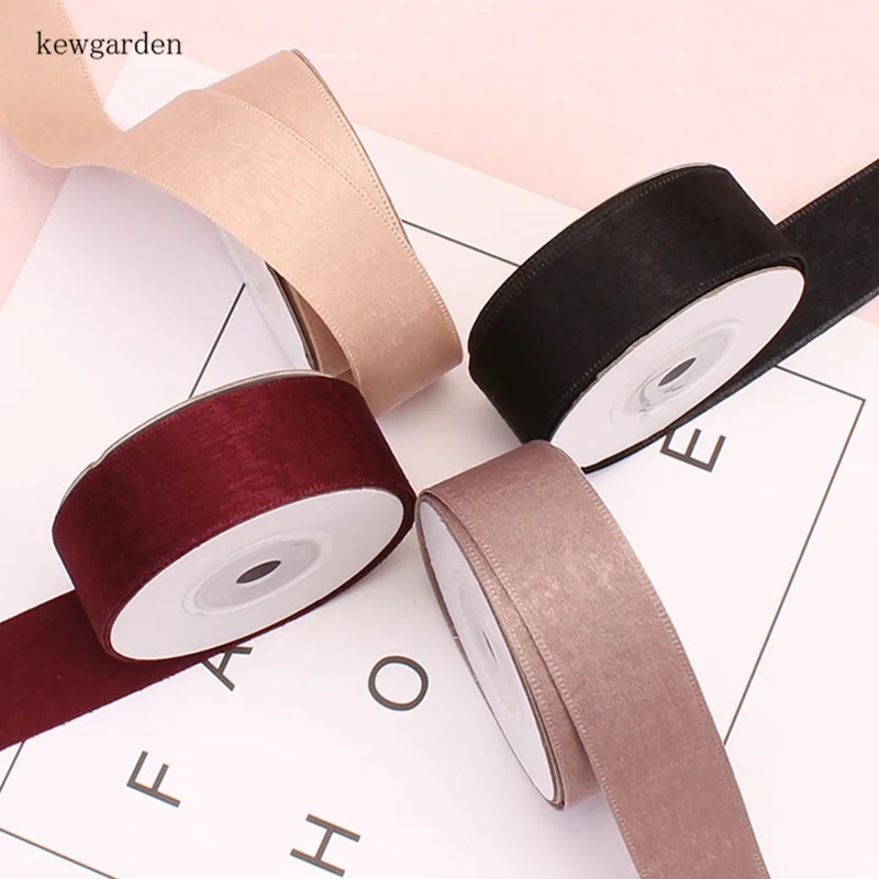 Kewgarden 40mm 25mm 10mm Double Face Thick Velvet Satin Ribbons Handmade Tape DIY Bowknot Ribbon Riband Packing Ribbon 5 meters