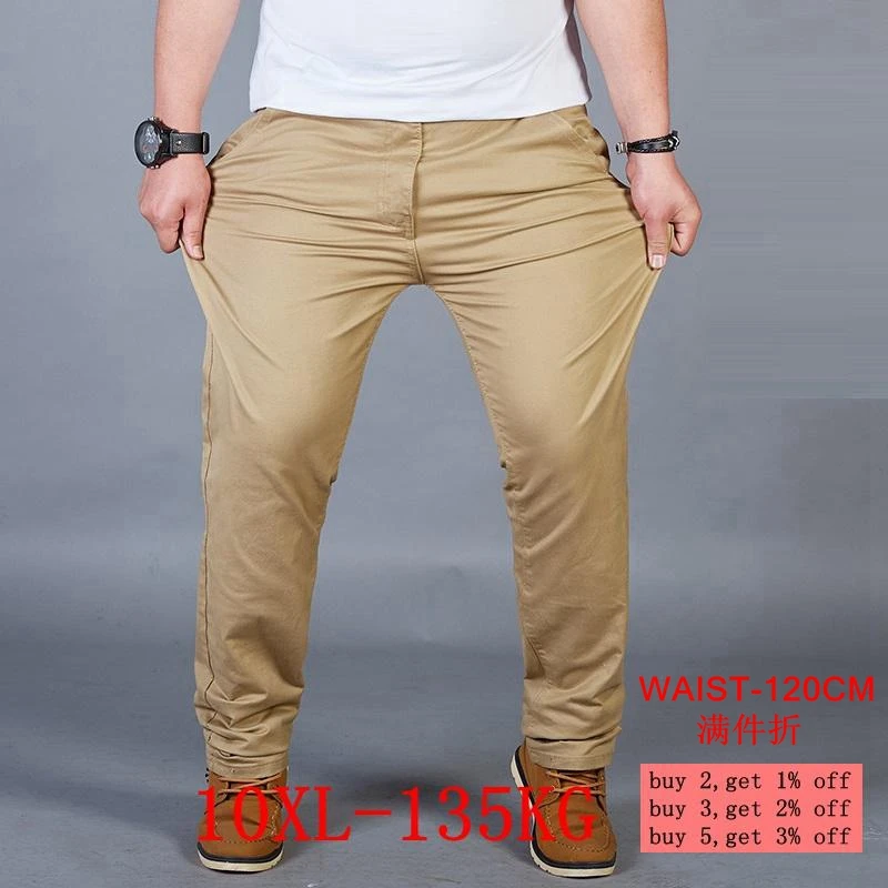 Zomer mannen Smart Casual Broek 44 46 48 Stretch XL 7XL 8XL 9XL 10XL Stretch Broek Broek Straight Kaki