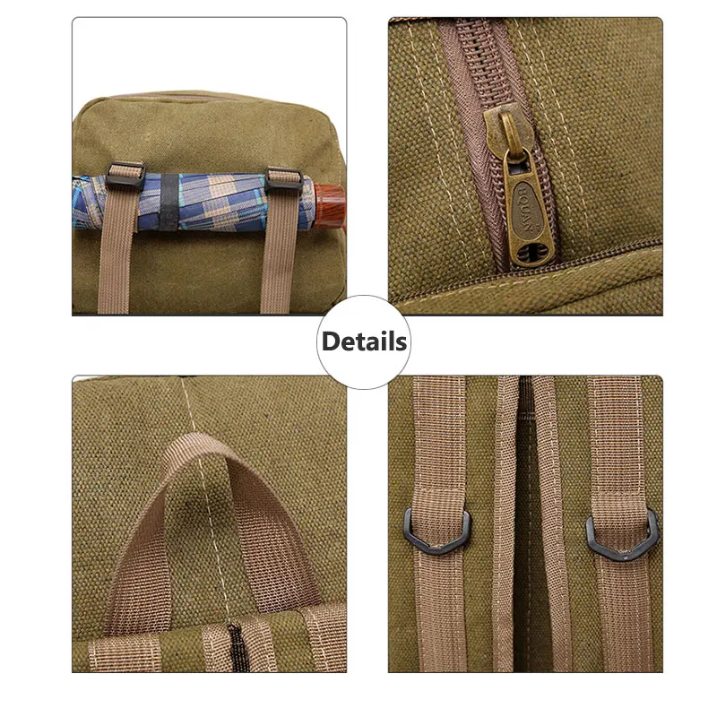 60L 80L Large Camping Bag Traveling Backpack Canvas Luggage Multi-function Climbing Men Hiking Shoulder Bags XA26D