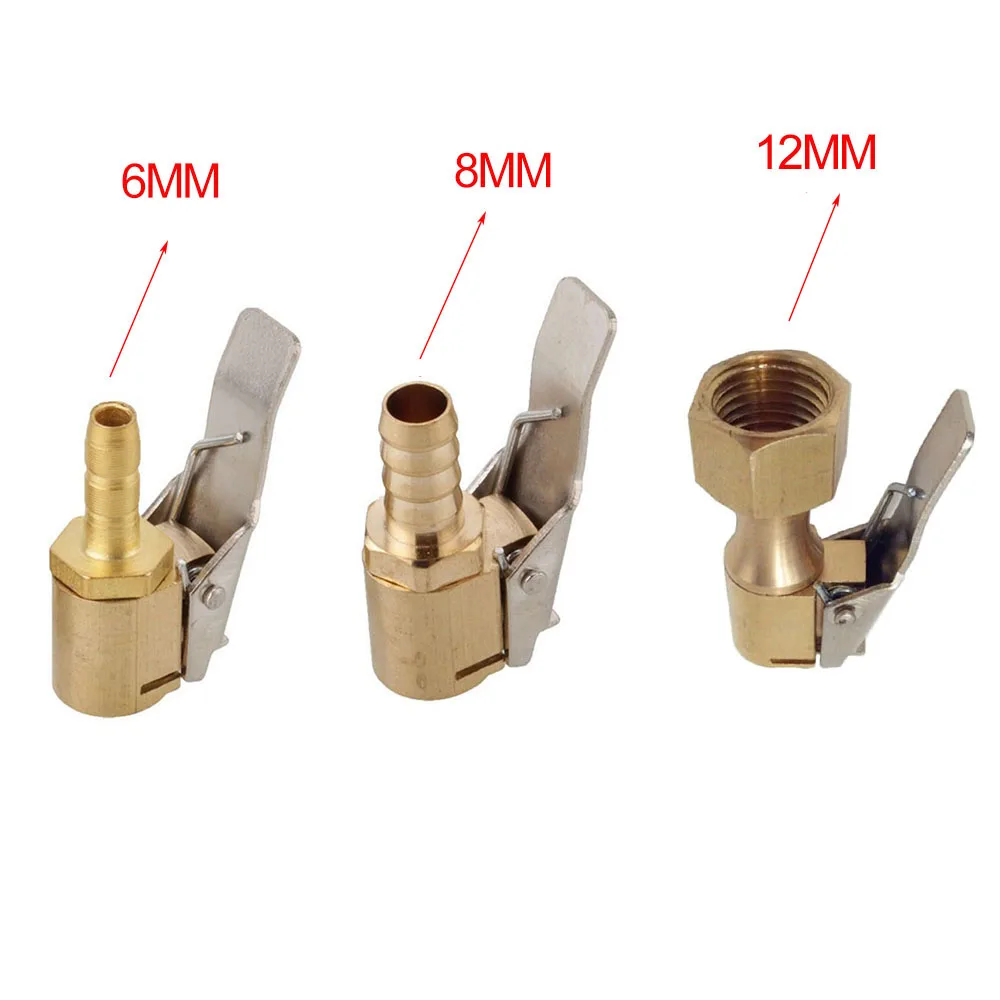 1PC 6mm 8mm 12mm Auto Air Pump Chuck Clip Car Truck Tyre Tire Inflator Valve Connector Car Open Brass Stem Tire