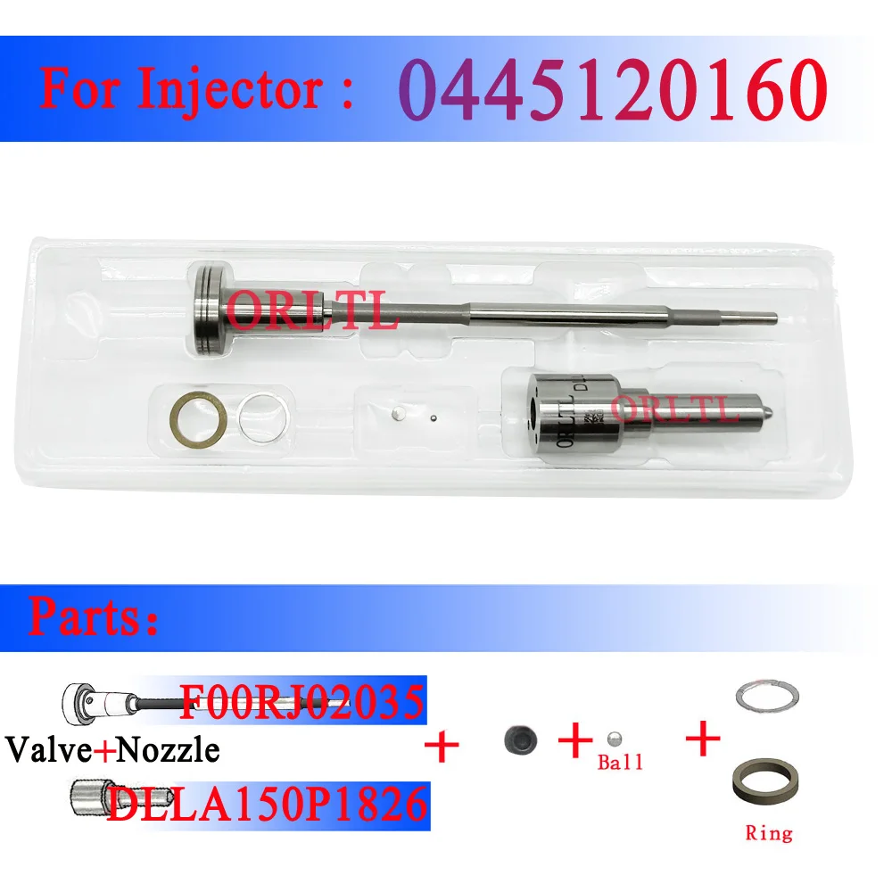 ORLTL Repair Kits 0 445 120 160 Diesel injector DLLA150P1826 0433172114 Valve F00RJ02035 For YUCHAI 0445B29370 DLLA 150 P 1826