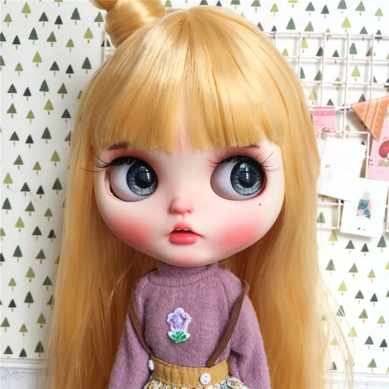 ICY DBS Blyth Doll joint body white skin straight yellow golden hair BL0658 1/6 30cm, gift for girl