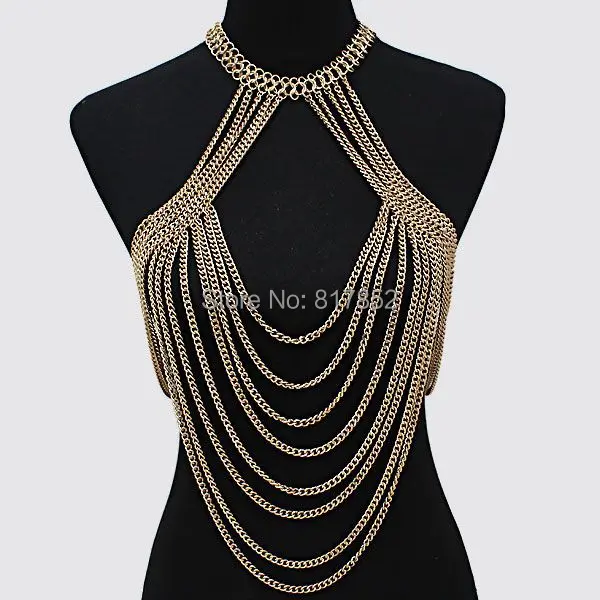 FREE SHIPPING! NEW STYLE BY164 Gold colour CHAINS MULTI-LAYERS Chains JEWELRY