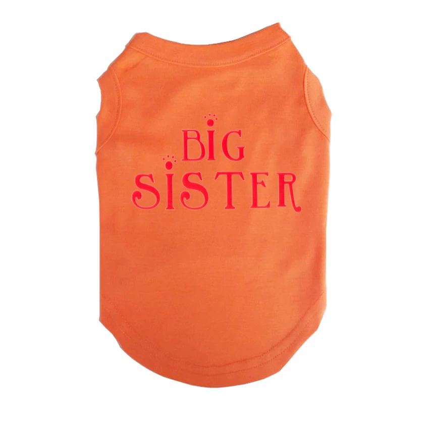 Red BIG SISTER Printed Pet Puppy Clothes Shirts Tee Clothes T Shirts for Small Medium Large