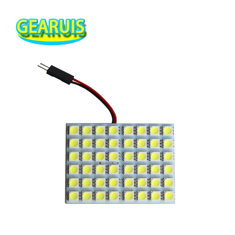 HK Post FREE!!! Festoon T10 Dome Panel Light 48 SMD 5050 LED Car Reading Interior light  2 Adapter DC 12V white blue 100pcs/lot