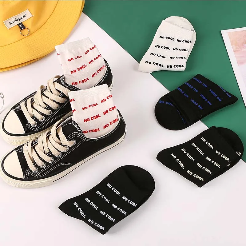 New Korean Version Of The Simple Letter Mens Tube Cotton Socks Street Fashion Unisex Men And Women Casual Letter Socks