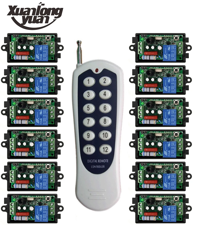 Xuanlongyua 1000M daleki zasięg AC220V 1CH przełącznik zdalnego sterowania światłem przekaźnikowe Radio wyjściowe moduł odbiornika + nadajnik drzwi