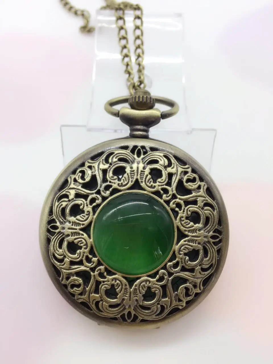 Bronze hollow imitation jade stone necklace pendants decorated Dan Yinghuai watch presents P267 Chian Men Women Pocket Watch