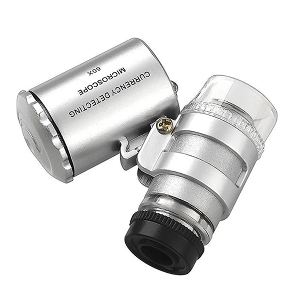 Imagem -04 - Lupa de Mão com Luz Led Mini Microscópio de Bolso Lupa de Jóias Detector de Moeda uv 60x
