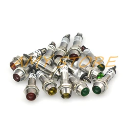 5Pcs Panel 8mm Mounting Red Green Yellow Power Indicator Light Indication LED Signal Lamp 12VDC 24VDC 220VAC XD8-1