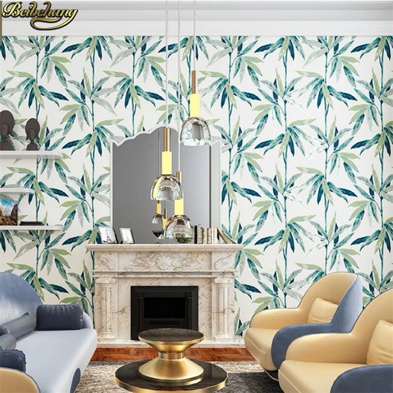 beibehang Southeast Asian style Nordic wallpaper bedroom living room background wall simple American wallpaper bamboo leaves