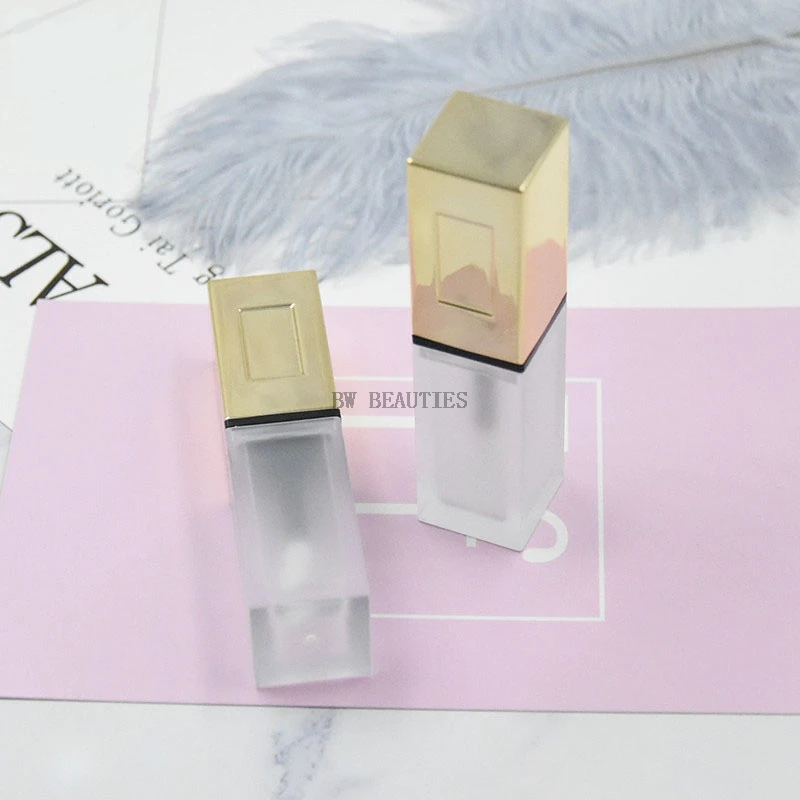 100Pcs/Lot 3ml Square gold plated lid lip gloss tubes,Black cap,Square Lip stick packing container,Empty DIY lip balm bottle