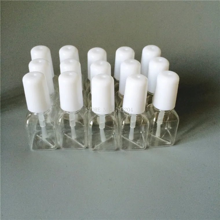 Uñas cuadradas vacías para niños, paquete de 5ml con tapa de cepillo, botella de plástico para uñas rellenable, 200 unids/lote