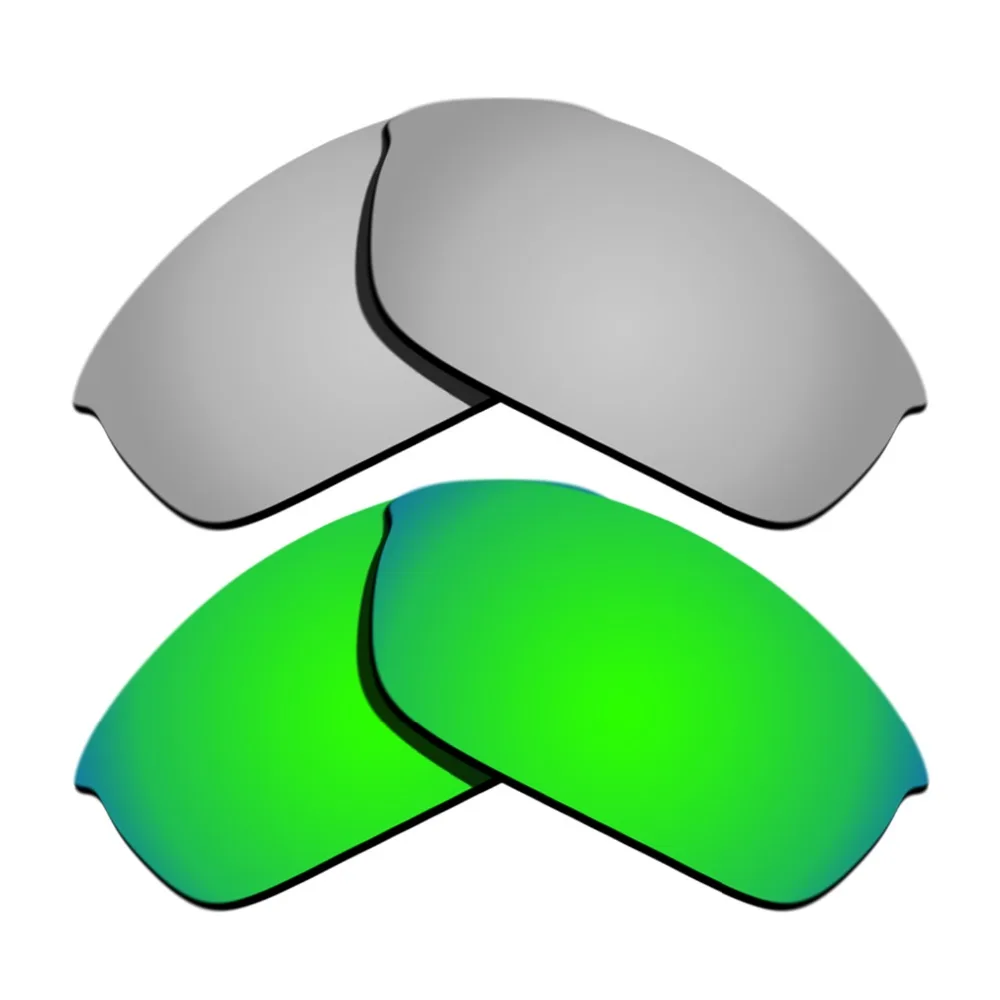 Silver Mirrored & Green Mirrored Polarized Replacement Lenses for Flak Jacket Frame 100% UVA & UVB