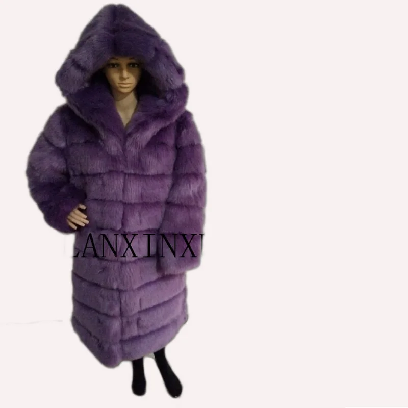 Fur jacket new 2023 imported imitation mink fox fox coat coat blue cross stripe gorgeous abundance new fur coat woman