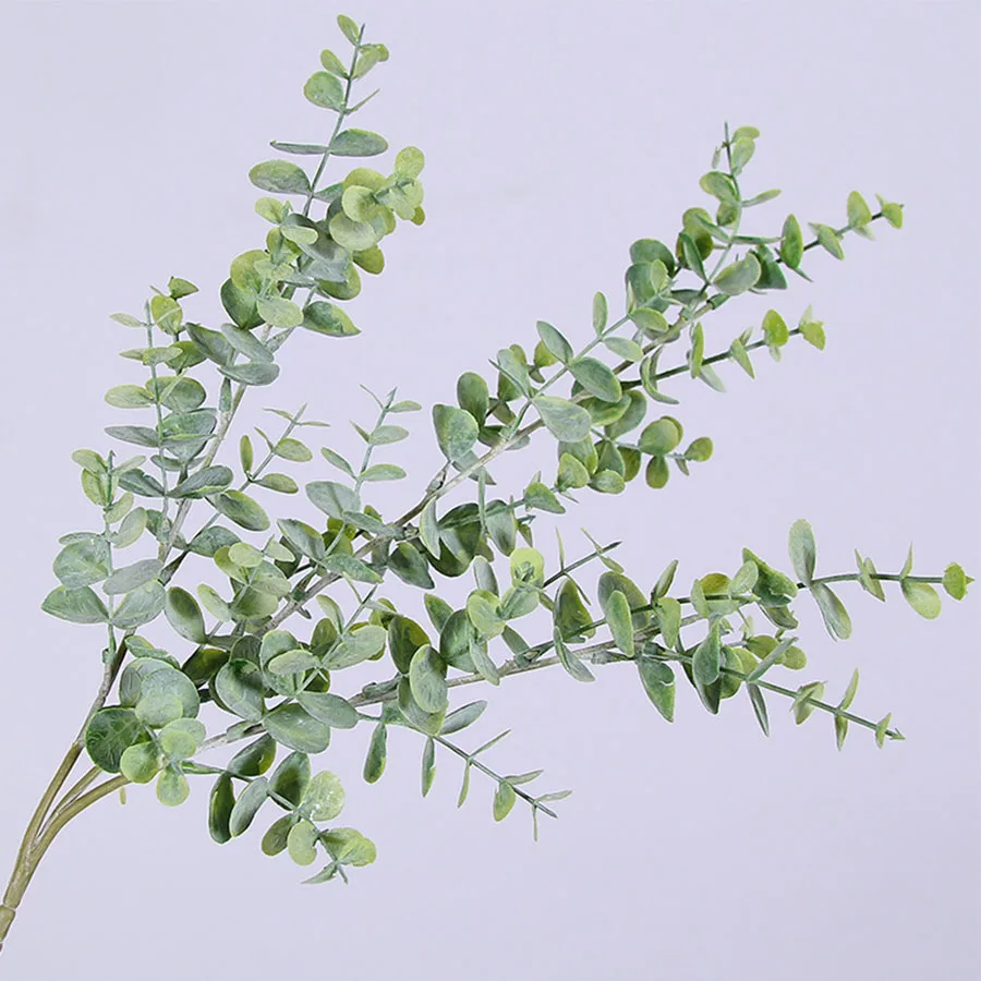 artificial plastic plants leaves tree green eucalyptus branch for garden wedding decoration faux fake foliage christmas decor