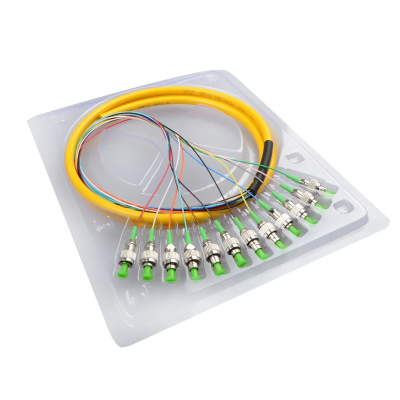 

12 core Fiber Optic Bundle Pigtail FC APC Single Mode FTTH CATV fiber optical SM 9/125, 1.5 Meters factory Minor customization