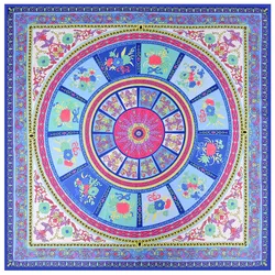 POBING 130CM*130CM Silk Scarf Women Large Shawls Stoles Sky Garden Print Square Scarves Echarpes Foulards Femme Wrap Bandanas