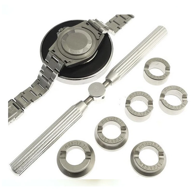 

No.5537 18.5mm~29.5mm Stailess Steel Watch Opener 6 Size Watch Back Opening Tools, Watch Case Opener for RLX