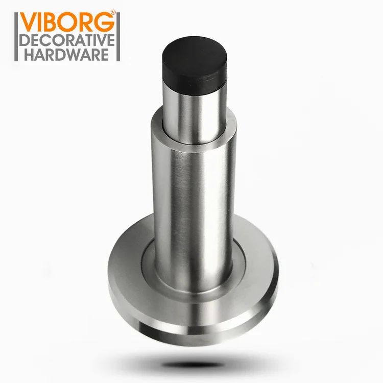 VIBORG Deluxe Adjustable 304 Stainless Steel + Rubber Door Stopper Wall mounted door Doorstop Door Stop Wall Protector Bumper
