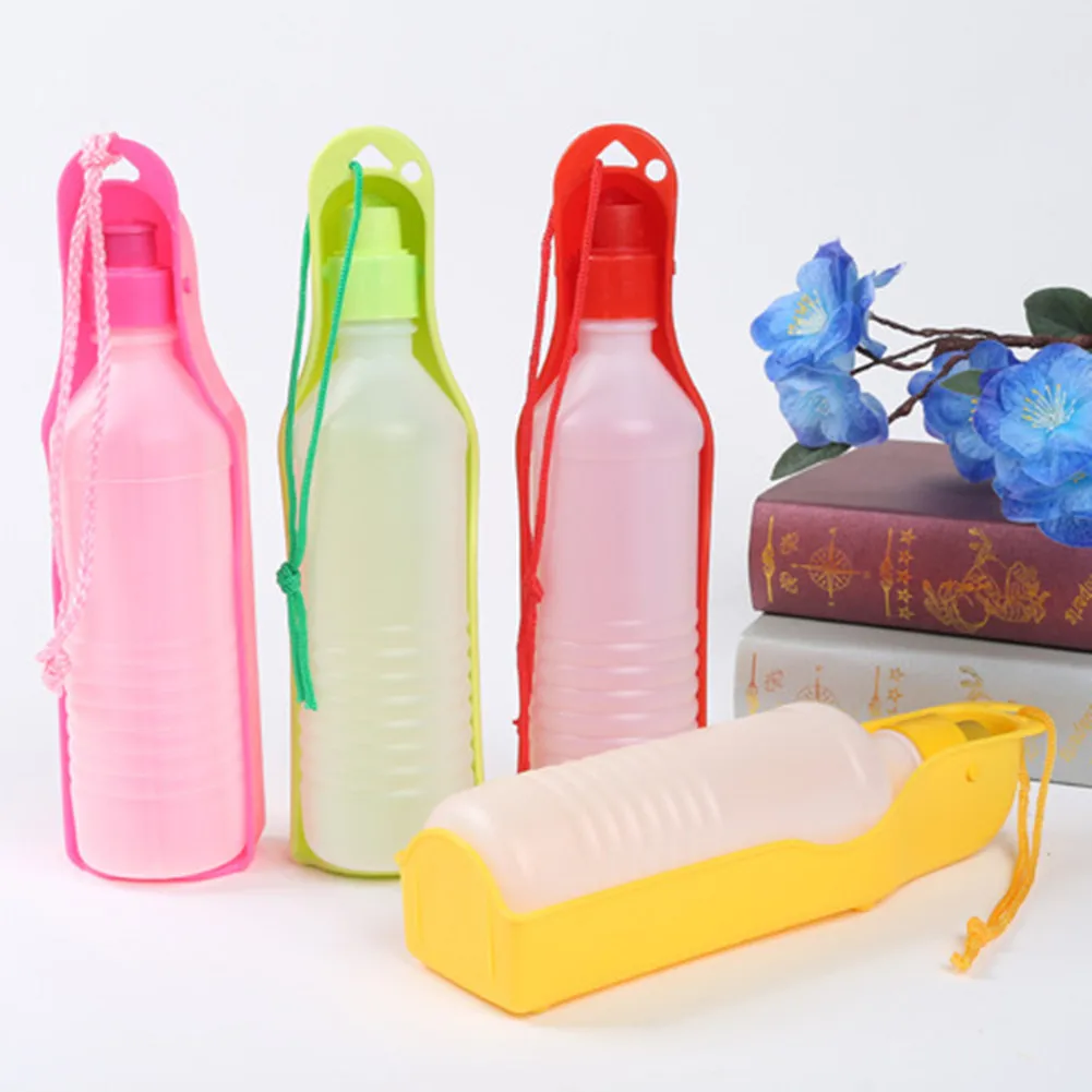 250/500ml Dog Water Bottle Feeder With Bowl Plastic Portable Water Bottle Pets Outdoor Travel Pet Drinking Water Feeder