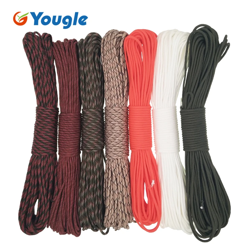 YOUGLE Paracord 550 Parachute Cord Lanyard Rope Mil Spec Type III 7Strands 100FT Climbing Camping survival equipment 4-10