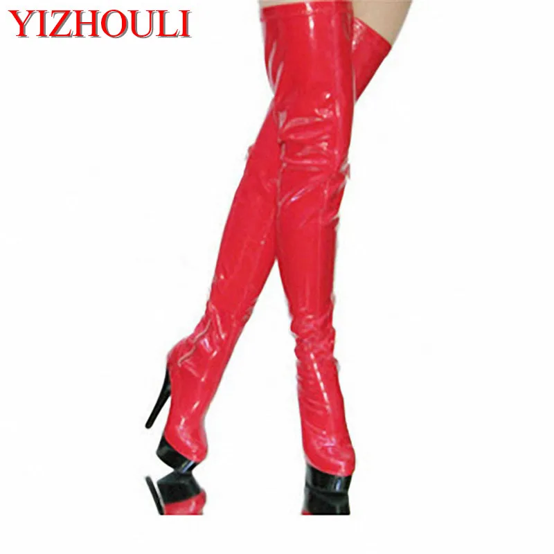 women 15cm high thin heels red plus size over knee long stiletto thigh high boots 6 inch sexy clubbing pole dancing boots