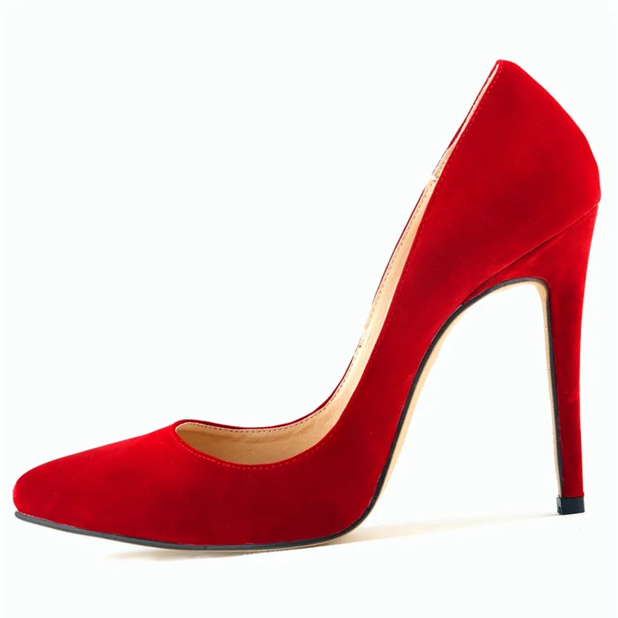 Macio rebanho rasa moda sapatos de salto alto bombas femininas outono dedo do pé pontiagudo senhora trabalho roxo vermelho stiletto feminino sapatos