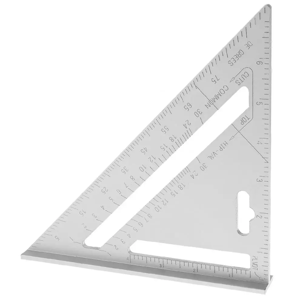 7 Inch Silver Aluminium Alloy Triangle Angle Protractor with 0.1 Accuracy and 1 Scale Value for Industrial Measurement